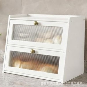 Boîte à pain en bambou, armoire de rangement de cuisine en bois avec porte transparente pour pâtisserie, anti-poussière, hermétique, organisateur de nourriture - Product Image 4