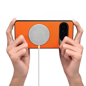 Funda para Teléfono Móvil <span class=keywords><strong>Google</strong></span> <span class=keywords><strong>Pixel</strong></span> 10 de Cuero Lychee, Color Naranja, Antigolpes, Magnética, de PU - Product Image 5