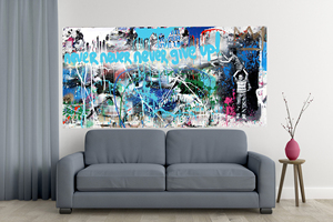 Pop Art Banksy Never Give Up Boys Graffiti Street Artwork Wall Picture pittura a olio per la decorazione domestica - Product Image 5