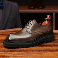 Hochwertige Schnürschuhe für Herren aus Echtleder Business-Casual Eckige Spitze Breiter Fuß Britischer Retro-Stil Formell Trendig Höhenerhöhend