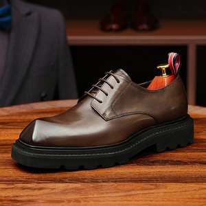 Zapatos de Hombre de Caña Alta con Cordones, de Cuero Genuino, Estilo Casual de Negocios, Punta Cuadrada, para Pie Ancho, Retro Británico, Formal, Moderno, con Aumento de Altura - Product Image 6