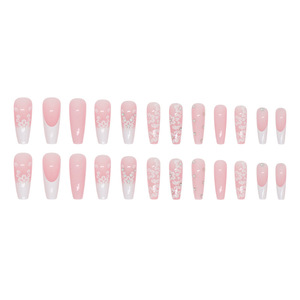 Faux Ongles Français Artificiels de Mode en Gros, Longs XXL Ballerina, à Presser avec Strass et Fleurs Acryliques - Product Image 5