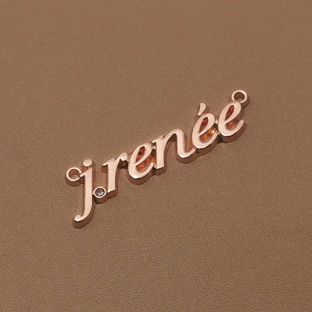 Oem Available Customized Material Stainless Steel Brass Iron Zinc Alloy Metal Brand Logo Name Label For Handbag