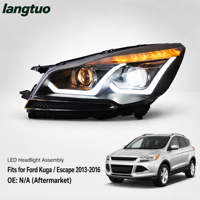 Ensemble de phares projecteurs bi-xénon LED haute luminosité avec double anneau lumineux DRL pour Ford Kuga Escape 2013-2016