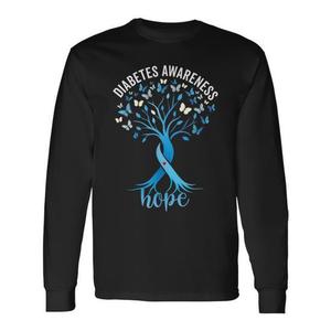 Camiseta de manga larga con diseño de árbol de esperanza para concienciación sobre la diabetes, tipo 1, tipo 2 - Product Image 1