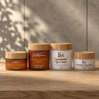 Emballage de luxe pour soins de la peau, faible MOQ, pot en plastique personnalisé de 8 oz pour beurre corporel 250 g avec couvercles en bambou