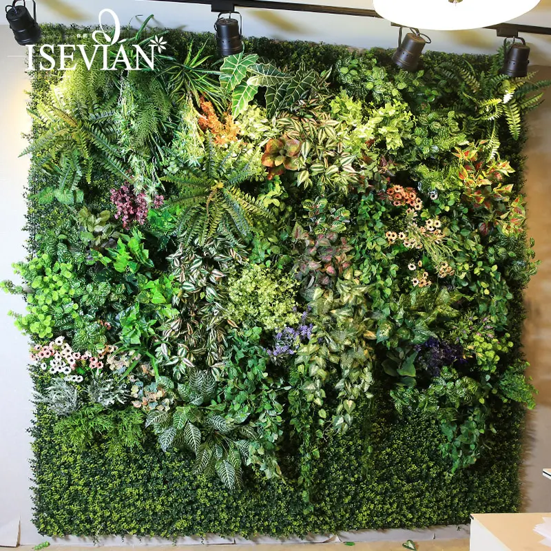 ISEVIAN人工植物と花の緑の背景の壁パネル