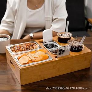 Caja de madera para aperitivos y cerveza, tipo sofá, para uso transfronterizo, soporte de bandeja de almacenamiento de control remoto para escritorio, caja organizadora de aperitivos - Product Image 3