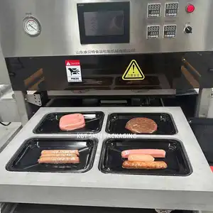 Máquina de embalagem automática de pele a vácuo personalizada de fábrica VSP para bife de carne de salsicha