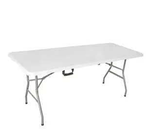 Offre Spéciale intérieur extérieur rectangulaire restauration Banquet Pique-nique blanc HDPE plastique table d'extérieur pliante 6FT 180cm