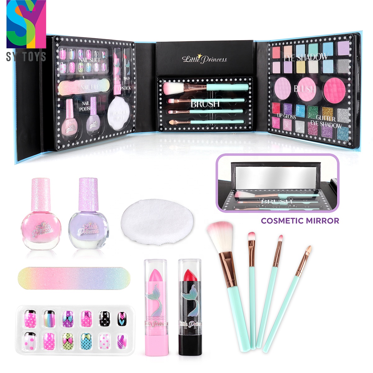 SY Kids Makeup Kit for Girls - Real Non Toxic Washable Make Up Toys for Girls Kids Princess Toys Pretend Play Set
