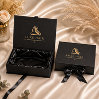 Boîte d'emballage pour extensions de cheveux, boîte d'emballage pour perruques, emballage cadeau personnalisé pour cheveux, boîte rigide de luxe, logo en feuille d'or, fabricant