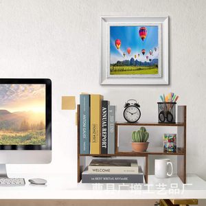 Wooden Creative <b>Shelf</b> <b>Desktop</b> Organizer 3 Layers Retro Color Standing Type Office Storage Cabinet Bookshelf Desk Divider - Product Image 2