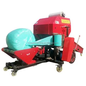 Otomatis mini alfalfa jagung silage bulat baler mesin pembungkus hay jerami bal bundel mesin pembungkus untuk dijual