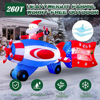 Avion de Noël gonflable de 11 pieds avec Père Noël et éclairage LED – Décoration de Noël pour jardin, pelouse, maison, extérieur, fête de fin d'année