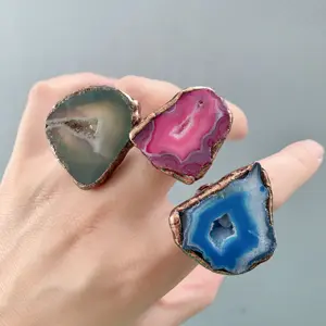 LS-B4764 Nature druzy agate ring vintage nature gemstone ring fashion jewelry ring as gifts for women and girls