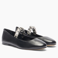 Chaussures plates à bout rond personnalisées avec sangle ornée de cristaux, vente en gros, grandes tailles, ballerines scintillantes pour mariage
