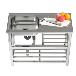 Lavello Portatile Smontabile in Acciaio Inox a Vasca Singola Autoportante Non Poroso per Giardino Cucina <span class=keywords><strong>Bagno</strong></span> per Uso Esterno/Interno - Product Image 3