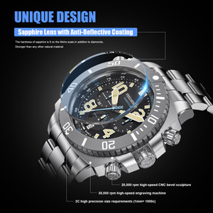 JUST Men's Quartz <b>Watch</b> Stainless Steel <b>Case</b> Folding Clasp with Safety Chronograph Tachymeter Luminous Waterproof Date Analog - Product Image 4