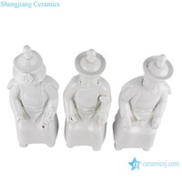RZTV01 dynastie Qing traditionnelle chinoise 3 empereurs assis figurine en céramique blanche scluptures