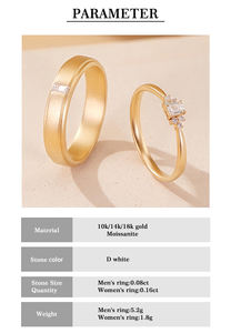 Hailer-Conjunto de anillos de boda de oro amarillo auténtico para parejas, joyería de diamante de moissanita de corte esmeralda de 14k y 18k para compromiso - Product Image 5