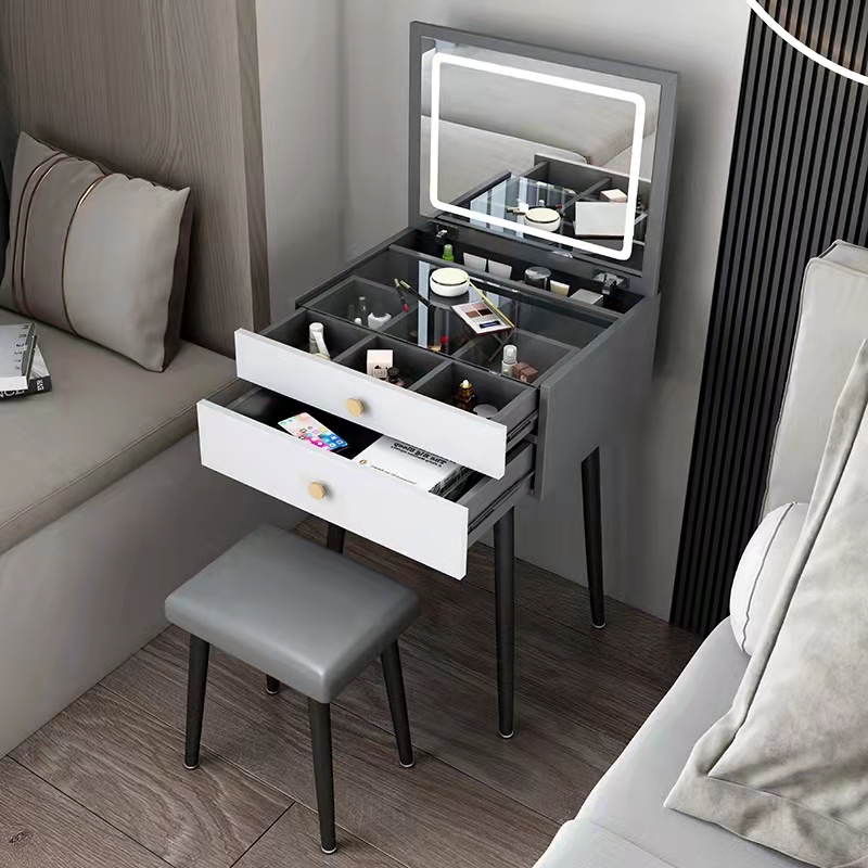 Modern Dressing Table Flip Cover Saves Space  Suitable For Small Apartment