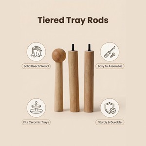 Wooden Rubberwood Multi Layer Fruit <b>Plate</b> <b>Rack</b> Dessert Pastry Cake Stand Home Office Garden Use Minimalist Style Durable Solid - Product Image 3