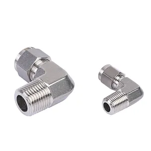 316L stainless steel die forged body ferrule right angle joint grinding type hydropneumatic ferrule elbow bend through terminal