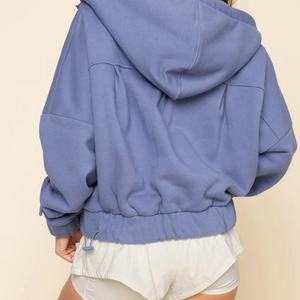 Sudadera Deportiva Corta con Capucha para Mujer, Personalizada con Logotipo Impreso, Cuello con Cremallera, Cordón Elástico, Informal - Product Image 3