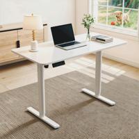 Table de bureau moderne à hauteur réglable avec un seul moteur, en fer, avec pieds ergonomiques pour se tenir debout, design en bois sur pied