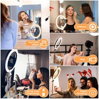 Anneau lumineux led de 10 pouces à intensité variable avec support de téléphone portable et trépied