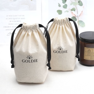 Custom Logo Printed Cotton Muslin Gift Pouch for Candle Drawstring Natural Organic <b>Dust</b> Square Bottom Muslin Cosmetic Makeup <b>Bag</b> - Product Image 1