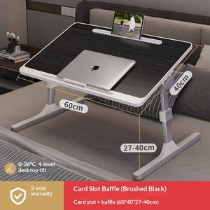 Escritorio Plegable Pequeño de Metal y Plástico para Computadora Portátil, Escritorio de Madera para Computadora Portátil con Placa Retráctil para Personas Perezosas - Product Image 5