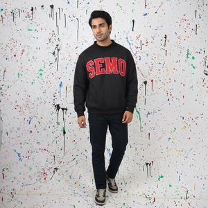 SEMO BLACK Men's Winter Hoodie 100% Cotton RED Applique Embroidery Wide <b>Neck</b> Zipper Regular Fit High Street Vintage Quick Dry - Product Image 1