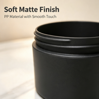 Pot cylindrique en plastique PP noir mat de 250 ml avec couvercle à vis, récipient cosmétique anti-décoloration pour crème visage et pâte épaisse, couleur et logo personnalisables