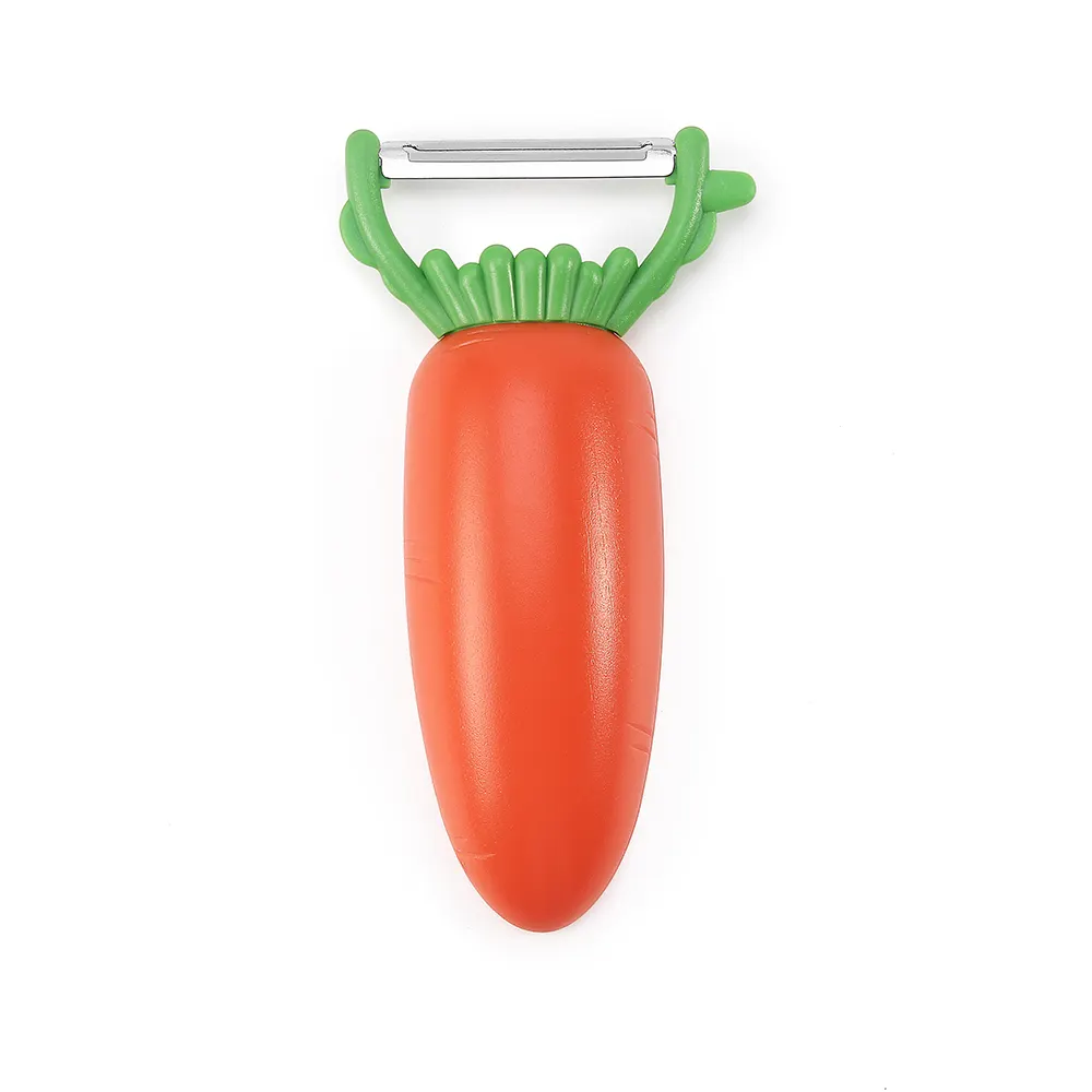 2 in 1 vendita calda gadget da cucina manico in plastica apribottiglie a forma di carota pelapatate per frutta e verdura