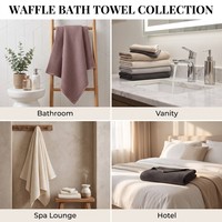 Serviette de Bain Tavelya en Coton Gaufré 280g, Couleur Unie, Faible MOQ, 68x140cm, Super Absorbante, Séchage Rapide, Vente en Gros OEM pour la Maison