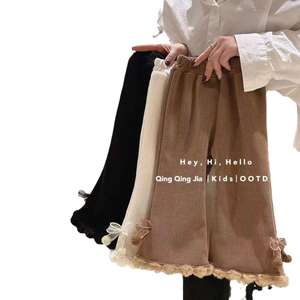 Girls Corduroy Pants Fleece Lined Warm Thick Long Pants For Winter Kids Clothes Korean Style Solid Color Ababy - Product Image 5