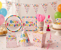 Kit de fournitures jetables pour fête européenne et américaine, nouveau kit d'anniversaire avec ballons colorés, gobelets en papier, assiettes, fournitures d'anniversaire