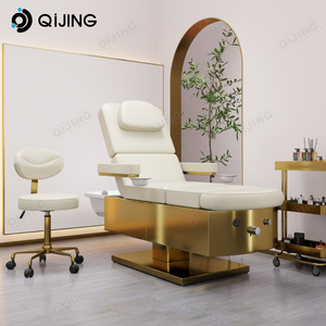 Lit de beauté blanc personnalisé de luxe Table de <span class=keywords><strong>massage</strong></span> facial électrique Lit de cils 3 moteurs Tête de lit de pédicure <span class=keywords><strong>Station</strong></span> de shampooing de spa - Product Image 3