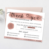Tarjetas de Agradecimiento de Lujo 4x6 con Estampado Dorado y Logotipo Personalizado para Bodas, Pequeñas Empresas, Graduaciones, Funerales y Despedidas de Soltera