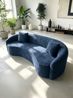 Canapé double inclinable en tissu couleur crème, compressé sous vide, en forme d'arc, garni d'éponge, minimaliste, deux places pour petits espaces