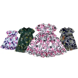 FuYu – robe de luxe en mousseline de soie à volants et imprimé floral pour enfant, vêtement d'anniversaire pour bébé fille de 2 ans