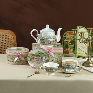 Set <span class=keywords><strong>da</strong></span> Tè in Ceramica Stile Carrozza Nuziale, Set <span class=keywords><strong>da</strong></span> Caffè Britannico, <span class=keywords><strong>Teiera</strong></span> <span class=keywords><strong>e</strong></span> <span class=keywords><strong>Tazze</strong></span> in Porcellana, Set Regalo per il Tè - Product Image 1