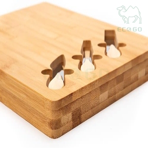 ถาดเสิร์ฟขนมหวานแบบหนาพิเศษ ทำจากไม้ไผ่ พร้อมเขียงหั่นอาหาร ชุดของขวัญเขียงชีส พร้อมมีด - Product Image 3