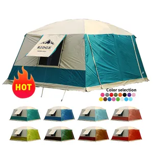 8-12Person גדול במיוחד אוהל לקמפינג משפחה בקתת 4 עונה אוהלים חיצוני גודל 2 חדרי 2 חלון עם רשת עמיד למים גדול אוהל