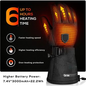 Gants de ski, de snowboard et de moto chauffants, isolés, compatibles avec les écrans tactiles, imperméables, en coton de haute qualité, avec <span class=keywords><strong>batterie</strong></span> - Product Image 2