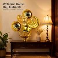 Lot de ballons imprimés en feuille d'aluminium et confettis en latex, motif croissant et étoile, pour la décoration des fêtes de l'Aïd Moubarak, du Ramadan, du Hajj et du Mawlid