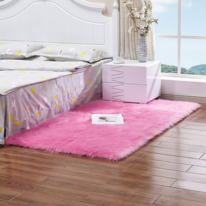 Tapis de chambre en fausse fourrure, rectangulaire, couleur unie, épais et rembourré, tapis d'intérieur en peluche, tapis de chevet, lavable en machine, nettoyage localisé - Product Image 4
