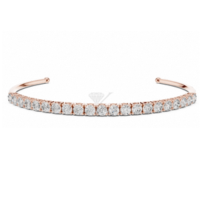 Bracelet jonc ouvert en diamant rond avec diamants de laboratoire en or jaune, design flexible, demi-éternité, empilable, minimaliste - Product Image 5